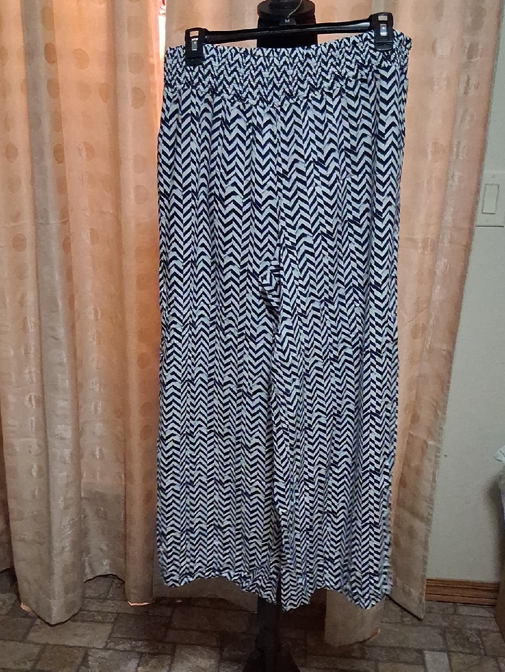 Maurices Navy and White Chevron Wide-Leg Palazzo Pants